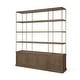 preview thumbnail 1 of 33, Baron Light / Dark Brown Wood w/ Antiqued Aged Brass Metal 2-Door / 4-Door Open Shelving Unit Espresso - 4 Door