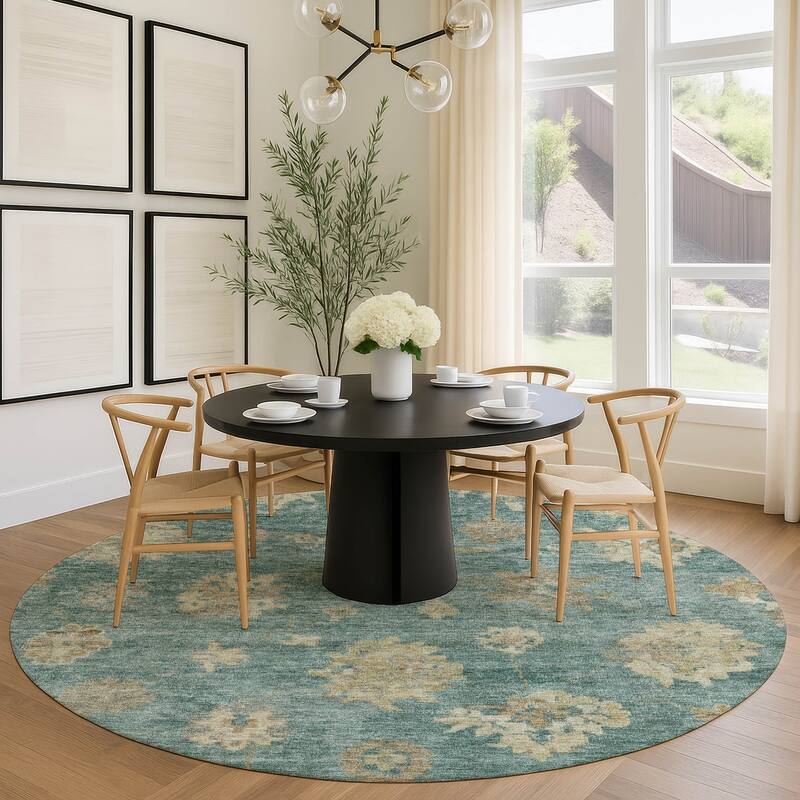 Machine Washable Indoor/ Outdoor Casual Traditional Chantille Rug