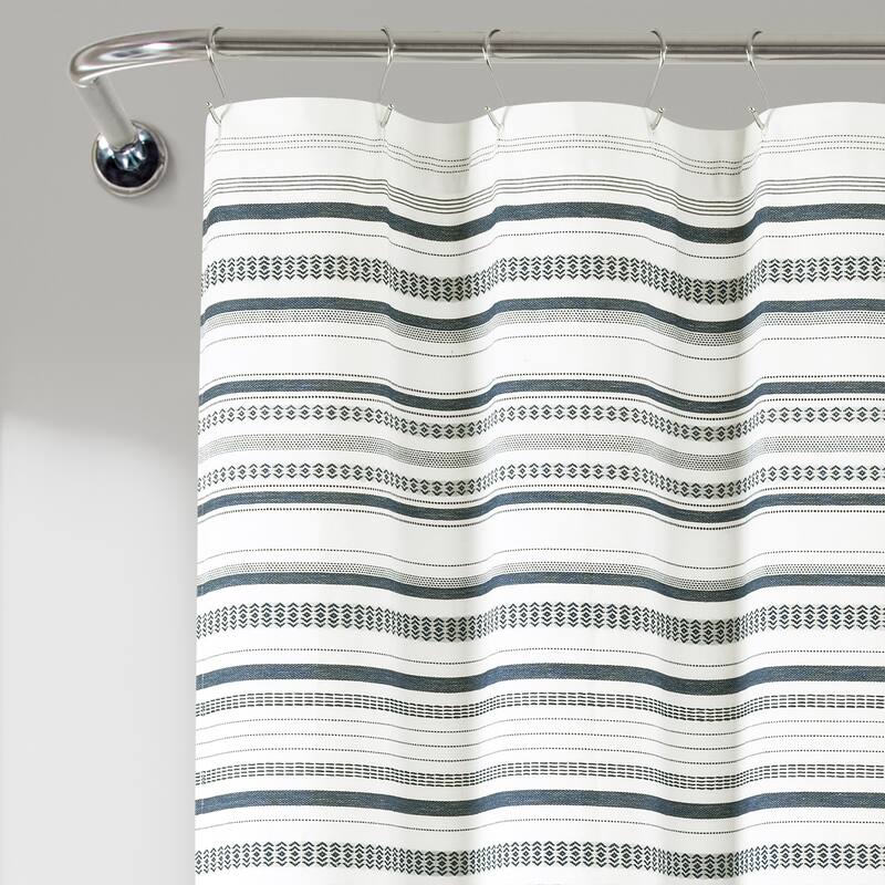 Lush Decor Urban Woven Yarn Dyed Eco-Friendly Recycled Cotton Shower Curtain Single