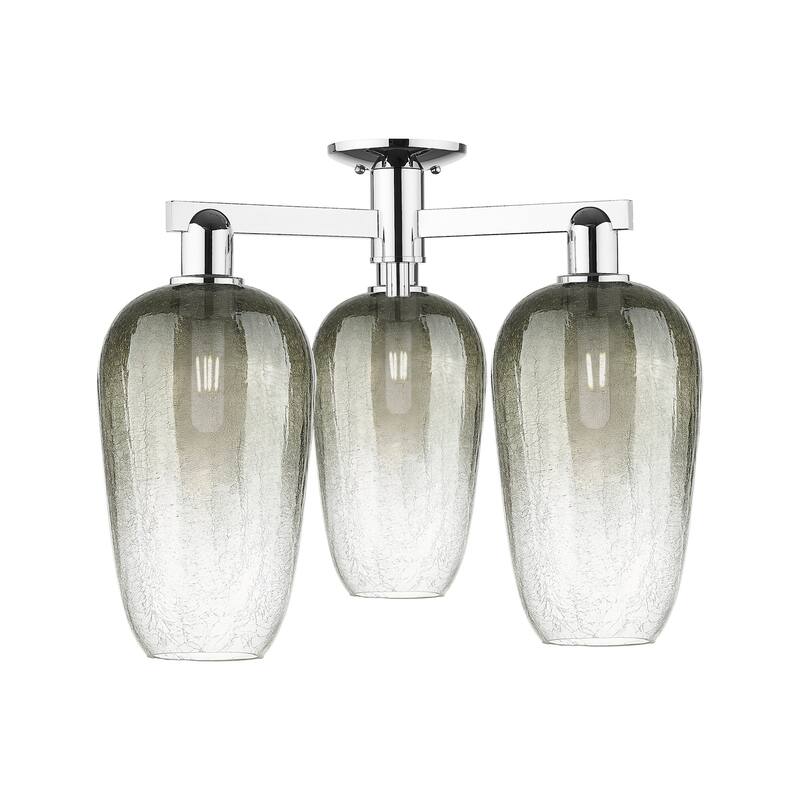 Innovations Lighting 716-3F-17-25 Brookhaven Flute Semi-Flush - Polished Chrome / Slate