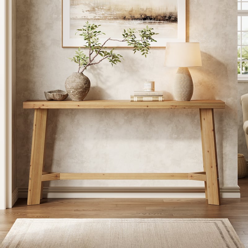63-Inch Solid Wood Console Table for Living Room