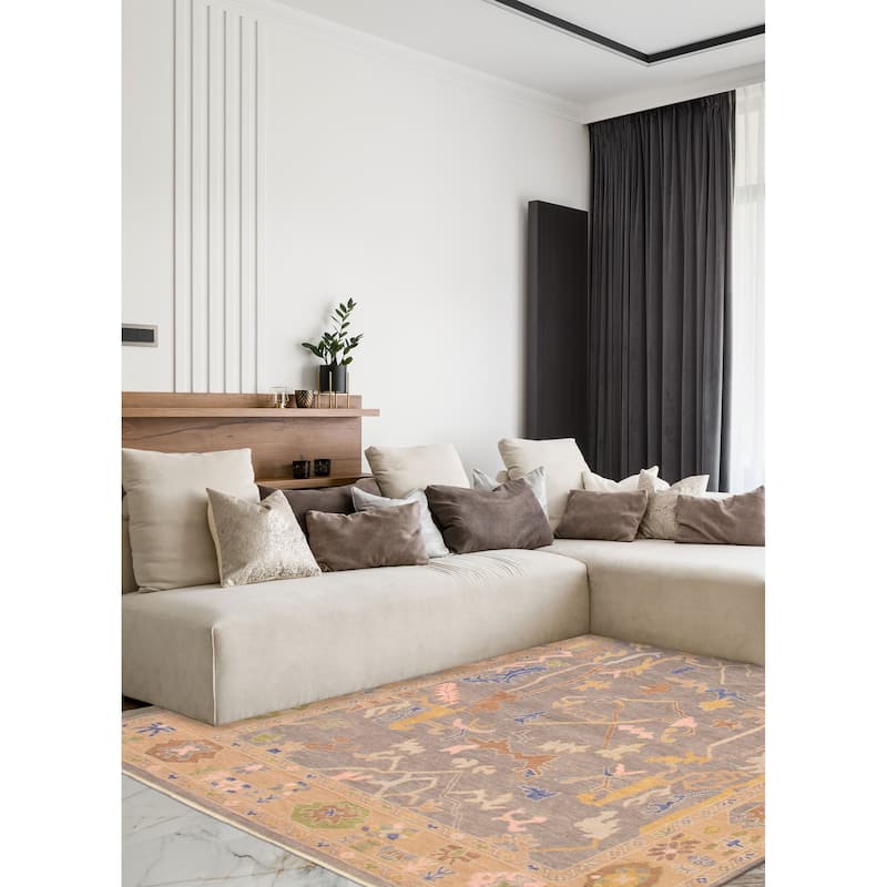 ECARPETGALLERY Hand-knotted Modern Oushak Grey Wool Rug - 8'0 x 9'10