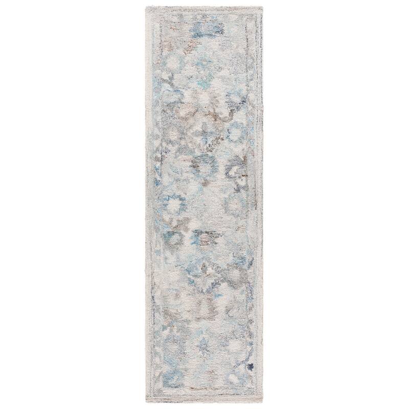 SAFAVIEH Handmade Marquee Lazarina Rug - 2'3" x 8' Runner - Light Blue/Beige