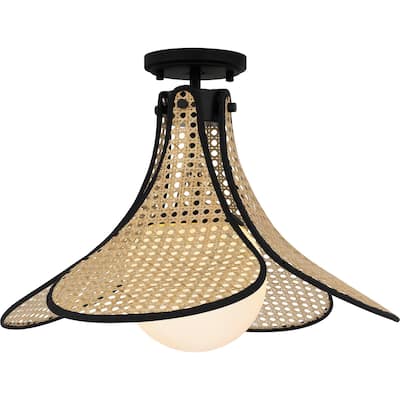 Matte Black One Light Semi Flush Mount from the Quoizel Semi-Flush Mount Collection