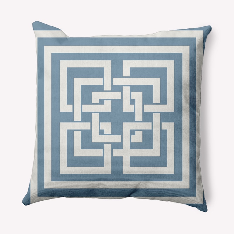 Greek New Key Nautical Indoor/Outdoor Throw Pillow - Dusty Smoke - 18" x 18"