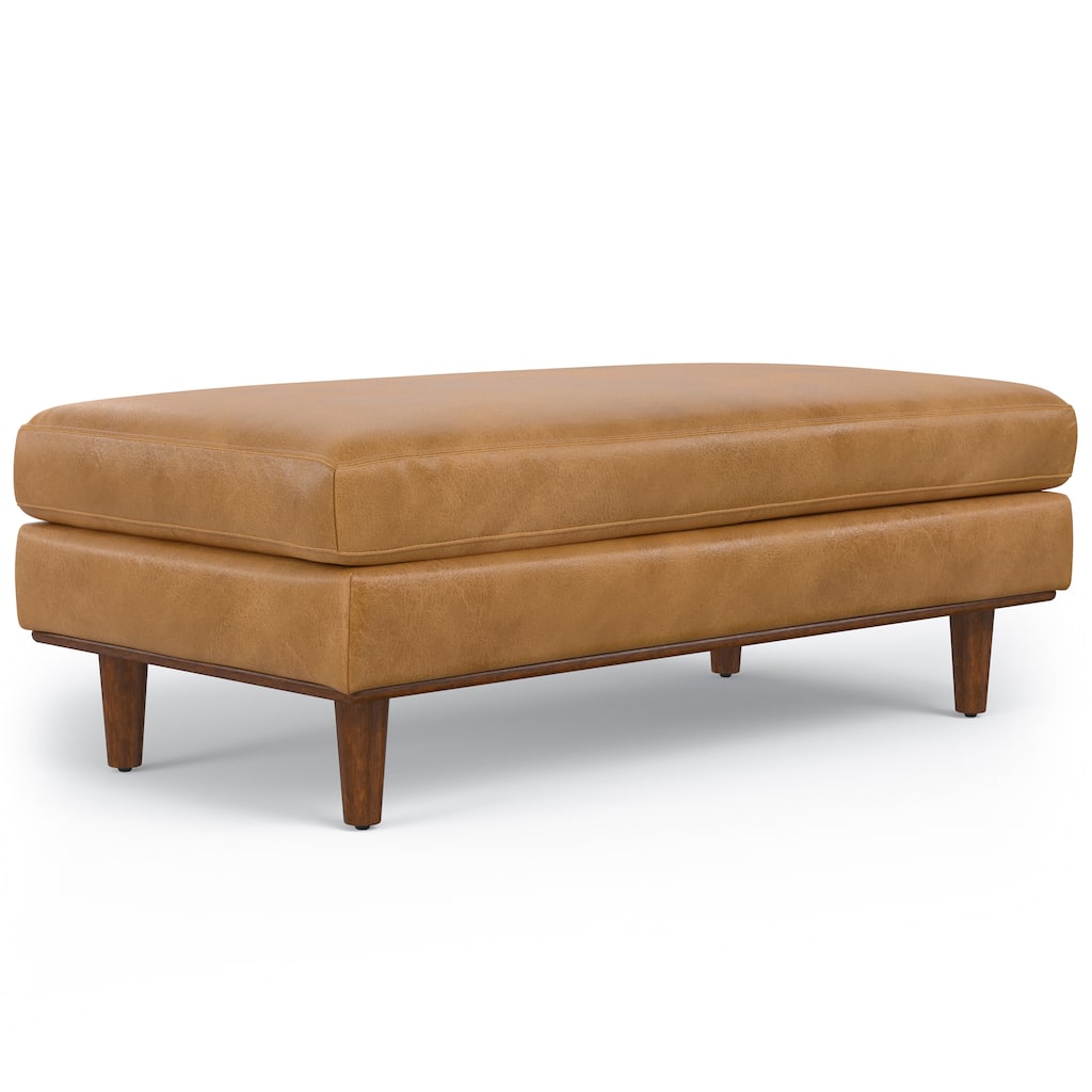 Morrison Large Rectangular Ottoman in Sienna Genuine Leather