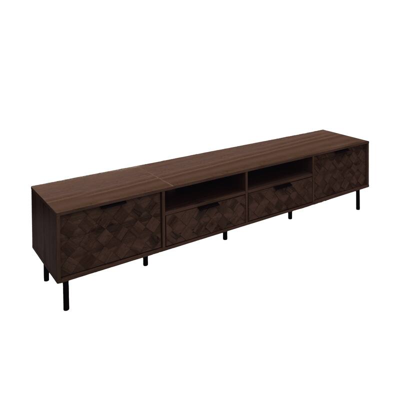 Mid-Century Modern TV Stand with Storage Cabinets, TV Console for TVs up to 85", Living Room Entertainment Center