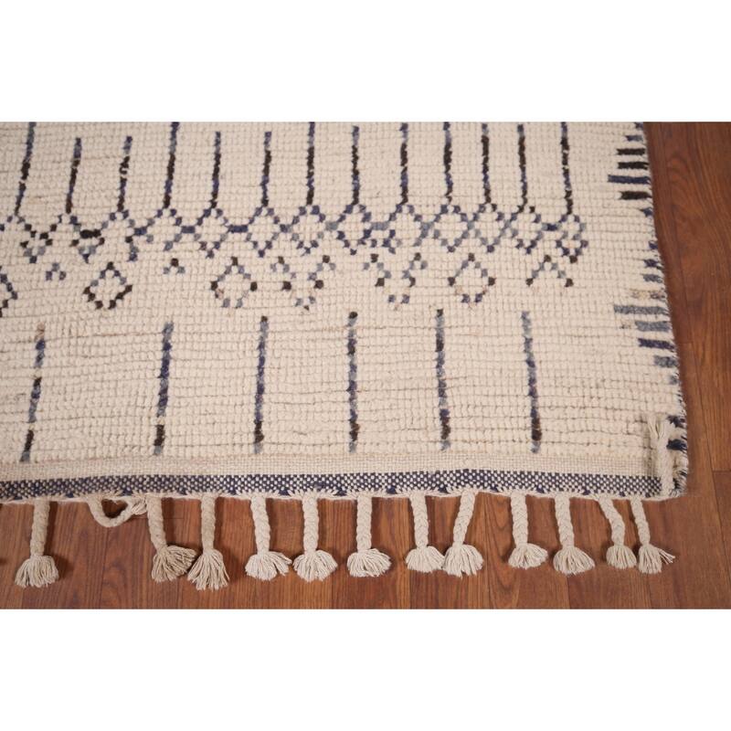 Earth Tone Moroccan Area Rug Hand-Knotted Wool Carpet - 6'0"x 9'7"