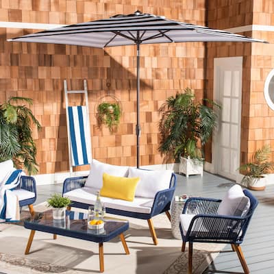 SAFAVIEH Outdoor Manorama Fashion Line 6.5 x 10 Ft Rectangle Umbrella