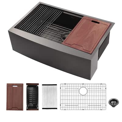33 inch Kitchen Farmhouse Sink Apron Front Stainless Steel 18 Gauge Single Bowl