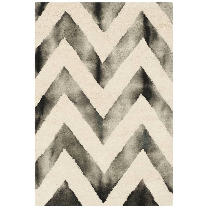 SAFAVIEH Dip Dye Erkhild Hand-tufted Wool Chevron Area Rug - 2' x 3' - Ivory/Charcoal
