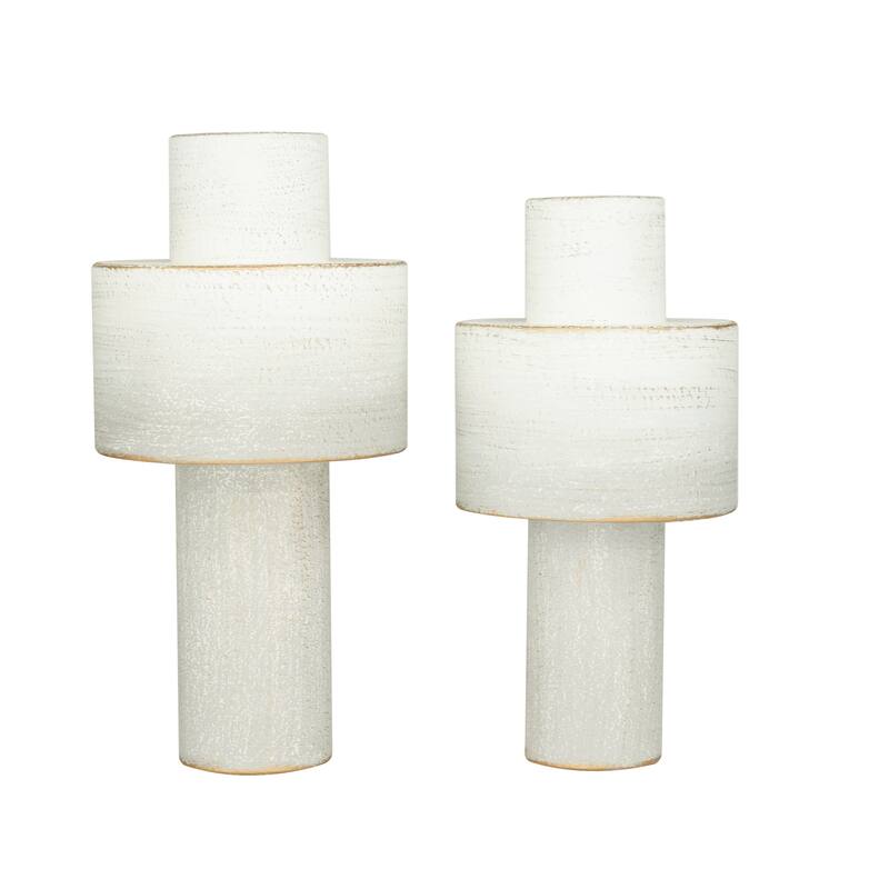 CosmoLiving by Cosmopolitan White Metal Decorative Vase (Set of 2)