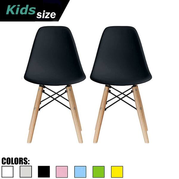Shop 2xhome Set Of 2 Black Plastic Chairs Natural Wood Kids Children On Sale Overstock 18617277