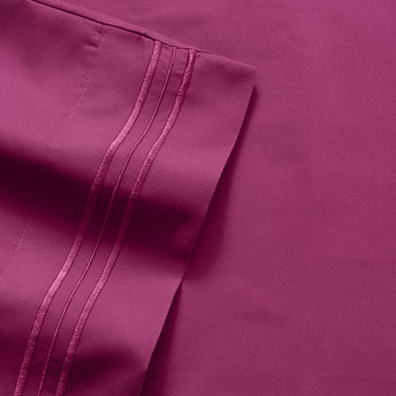 Sweet Home Collection Deep Pocket Soft Microfiber 4-Piece Solid Color Bed Sheet Set - California King - Berry