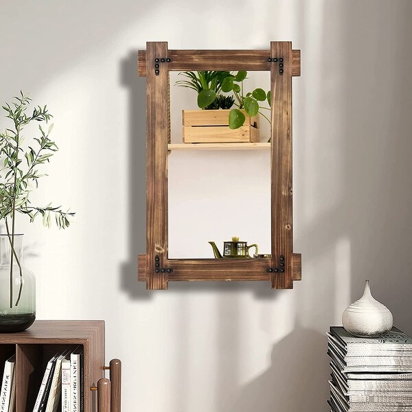 Rustic Mirror Wood Mirror for Bathroom Decorative Framed Wall Mirror Farmhouse Natural Vanity Mirror Wall Mounted Rectangular Bed Bath Beyond 37702862