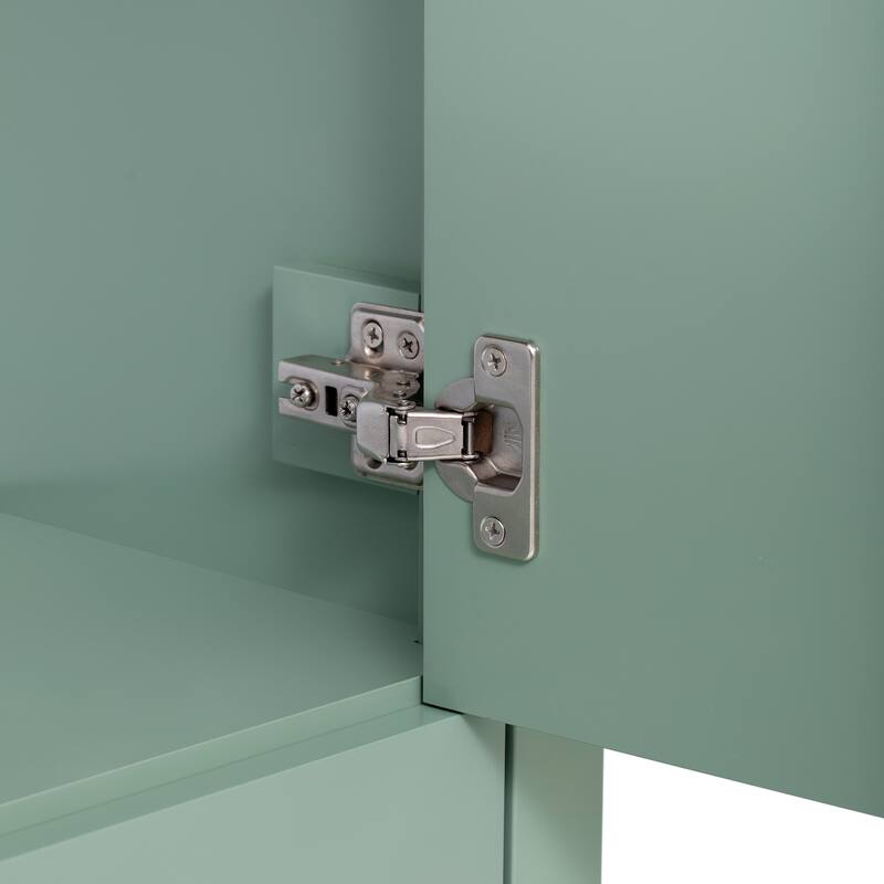 Simple Freestanding Storage Cabinet Single Sink Vanity for Bathroom with 2 Doors Cabinet, Large Drawer and Silver Metal Handles