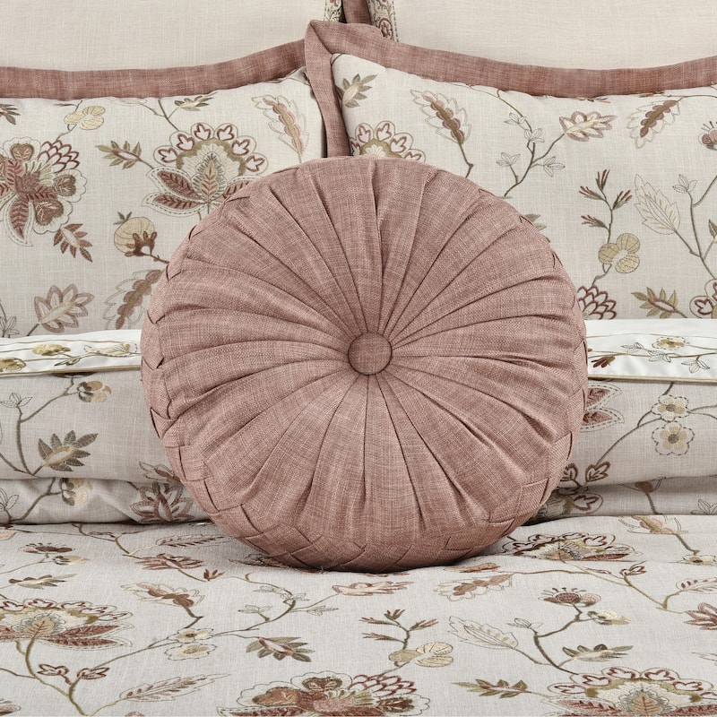 Santa Rosa Tufted Round Decorative Throw Pillow - Polyester - Accent - Dusty Rose