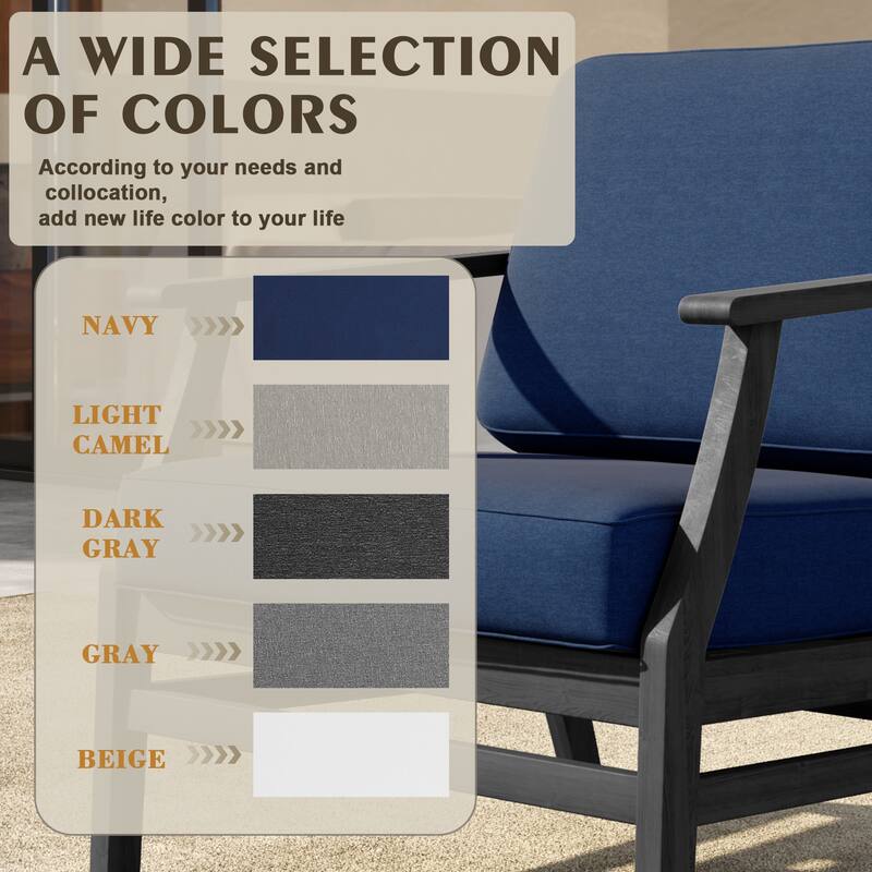 Outdoor Teak Wood Club Chairs with Cushions (Set of 2)