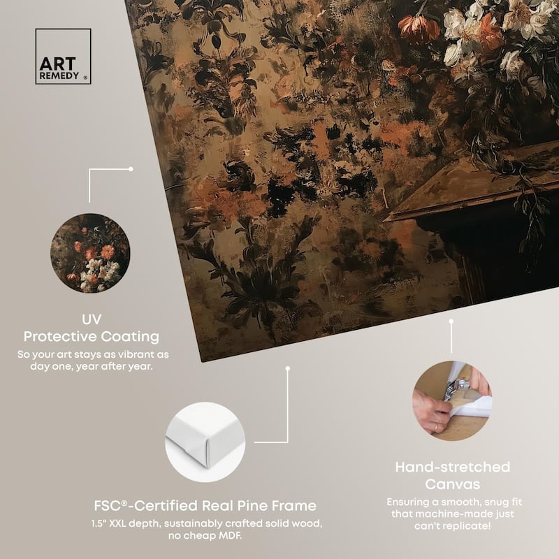 Dark Floral Elegance Canvas by Art Remedy, Gallery Wrapped