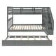 preview thumbnail 15 of 25, Full Over Full Solid Wood Bunk Bed with Twin Trundle, Stairs, Handrails, and Storage Racks for Space-Saving