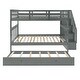 preview thumbnail 4 of 8, Stairway Full-Over-Full Bunk Bed with Twin size Trundle, Storage and Guard Rail for Bedroom, Dorm - Gray