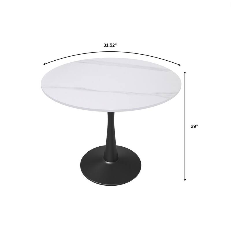 LeisureMod Round Dining Table 31" Sintered Stone Tabletop