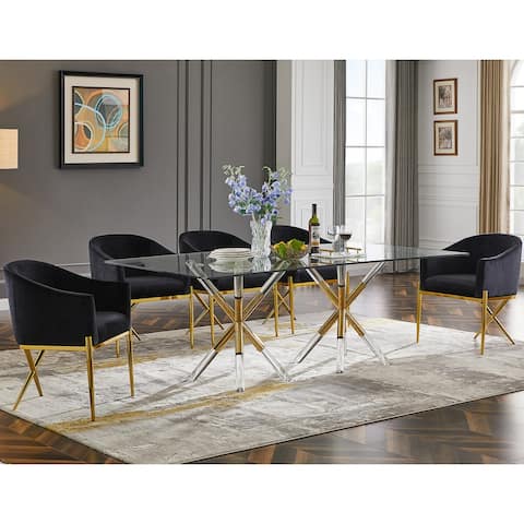 Best Master Furniture Sheryl 5-Piece Rectangle Dining Set - Gold