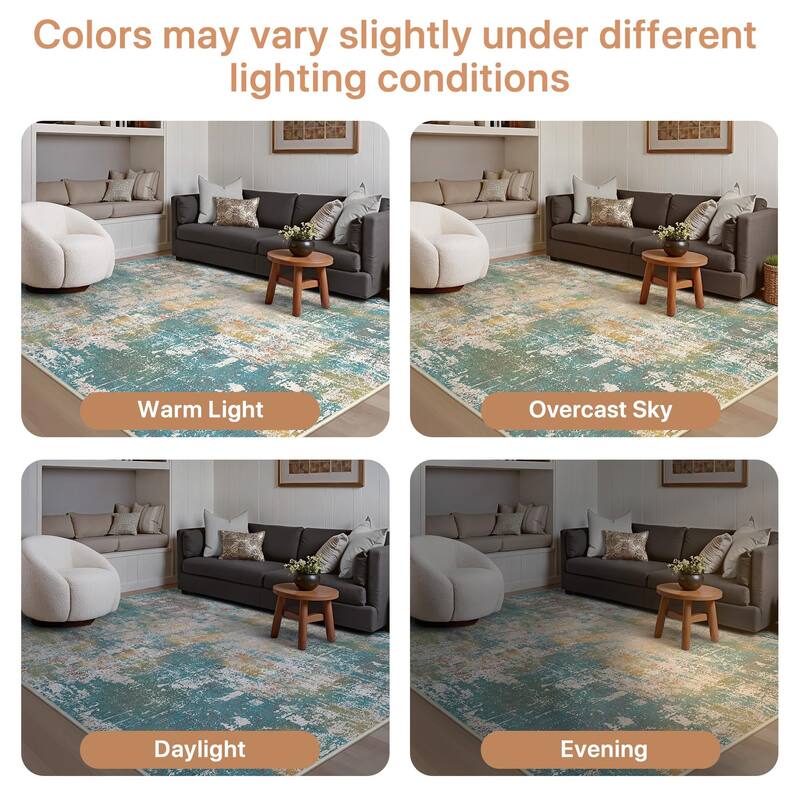 Mcow Abstract Taupe Collection Machine-Washable Non-Slip Area Rug - 8' x 10'