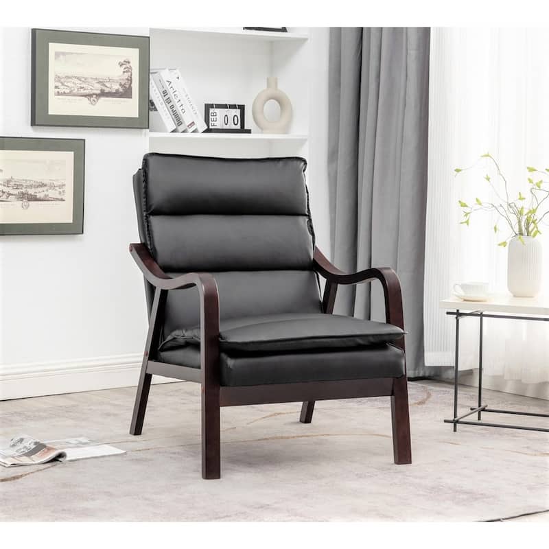 Clovis 24.8" Wide Mid-Century Modern Faux Leather Armchair