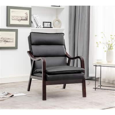 Clovis 24.8" Wide Mid-Century Modern Faux Leather Armchair