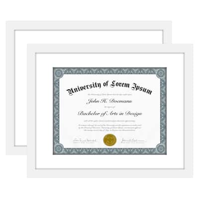 Americanflat Diploma Frame - 11x14 with 8.5x11 Mat for Diploma - Wood + Glass