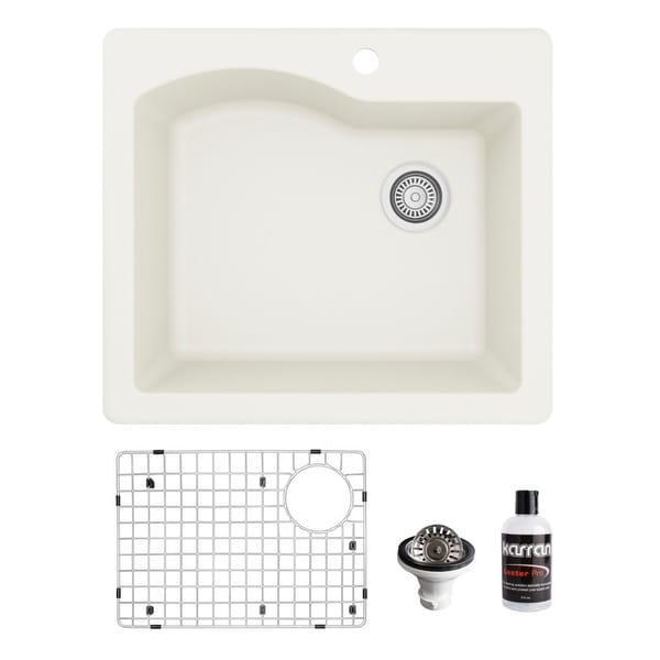 Karran Drop-In Quartz Composite 25 in. Single Bowl Kitchen Sink Kit. Opens flyout.