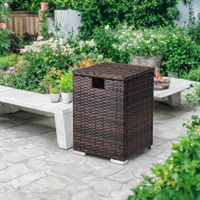 Patio Wicker Propane Gas Tank Box Tank Cover Side Table