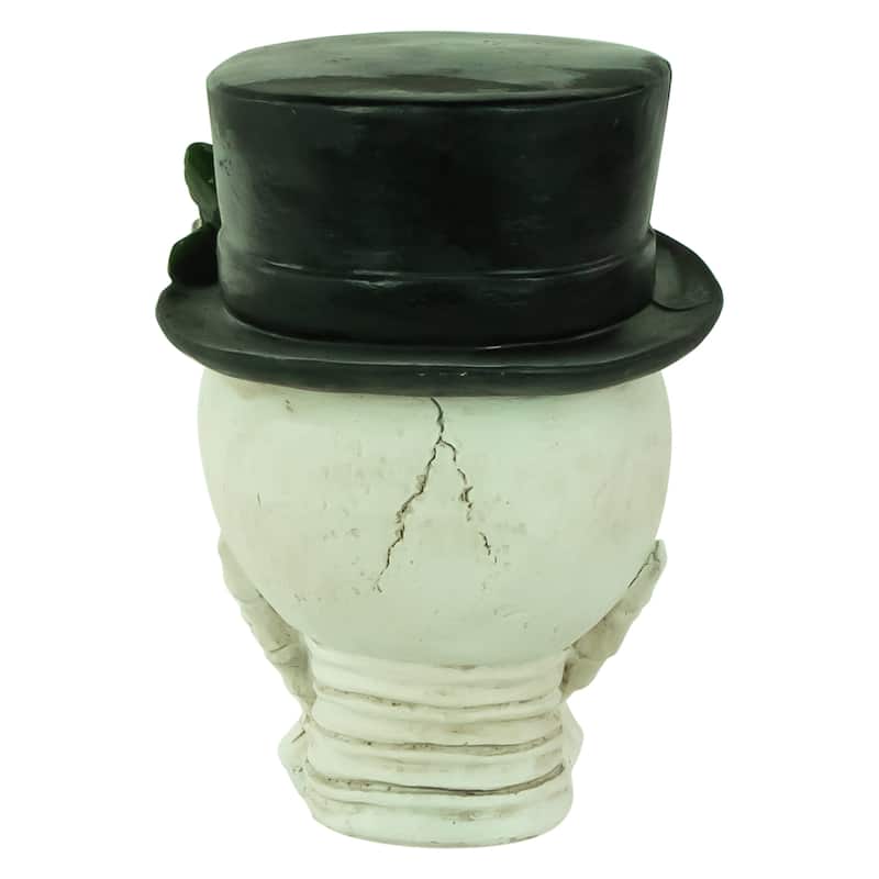 9" Skull with Top Hat and Roses Halloween Decoration