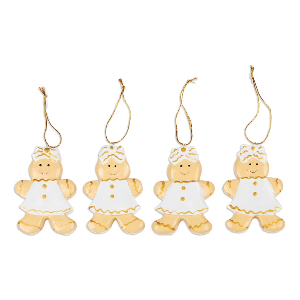 Novica Handmade Gingerbread Darlings Wood Ornaments (Set Of 4)