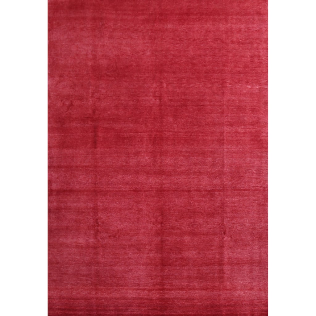 Hand Knotted Oriental 100% Wool Carpet Modern Solid Red Gabbeh Area Rug - 11' 11'' X 8' 9''