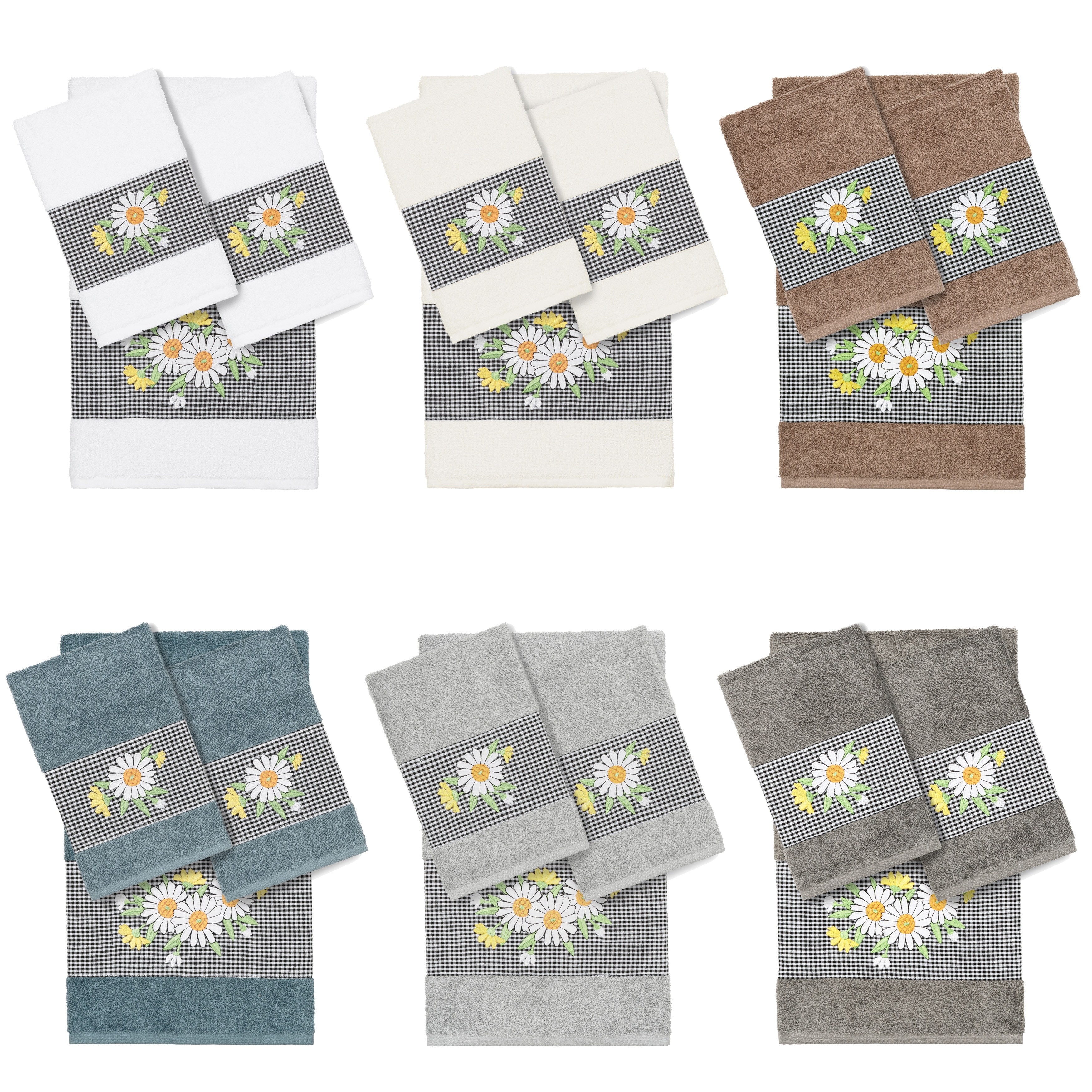 Authentic Hotel and Spa 100% Turkish Cotton Daisy 3PC Embellished Towel Set