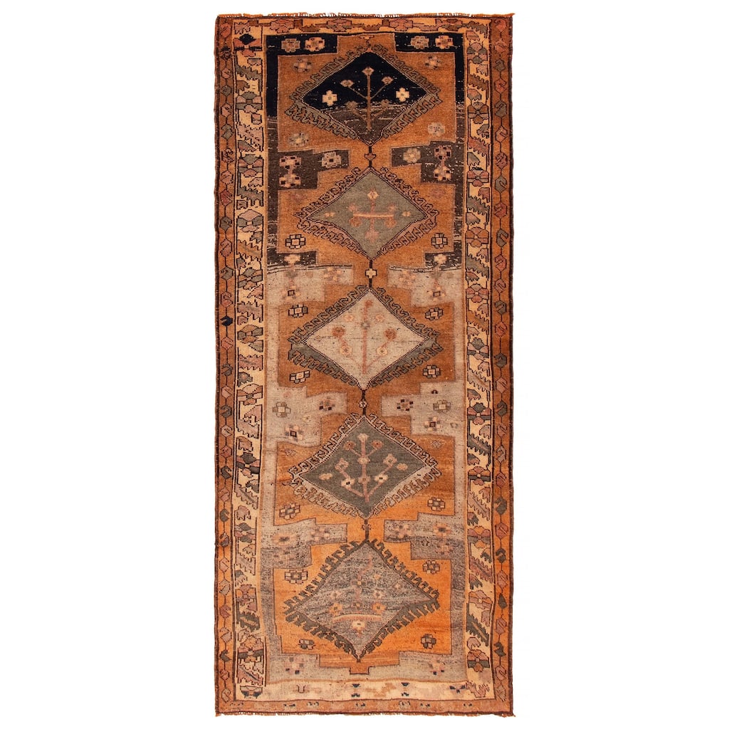 ECARPETGALLERY Hand-knotted Melis Vintage Burnt Orange Wool Rug - 5'0 x 11'11