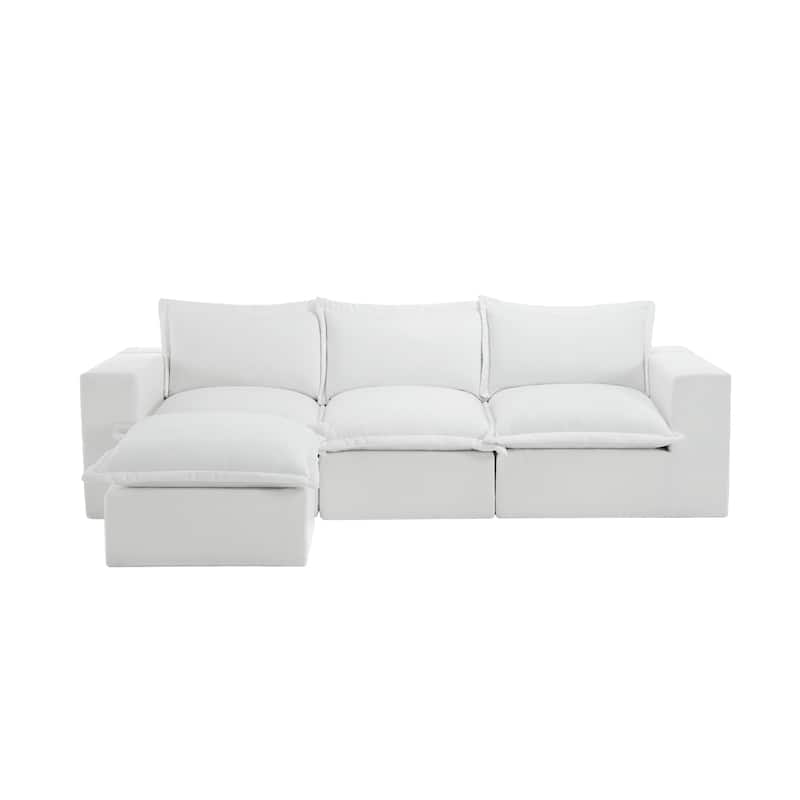 Chenille No Assembly Modular Sectional Sofa Cloud Couch with Ottoman