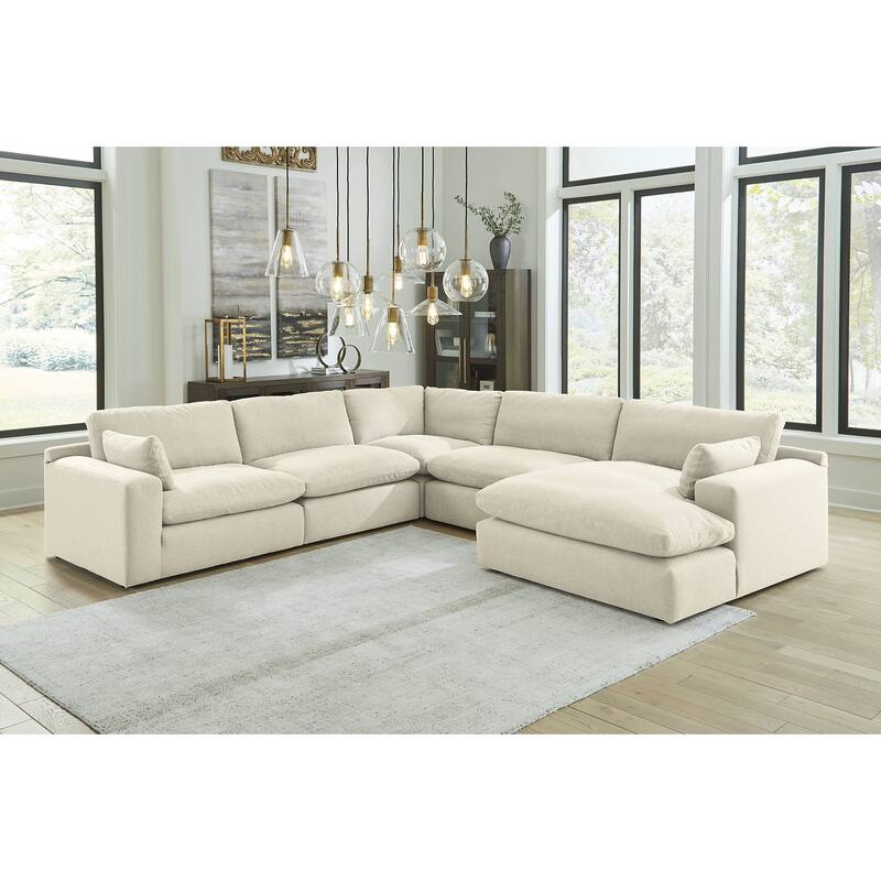 Signature Design by Ashley Elyza Ivory 5-Piece Sectional with Chaise - 135"W x 135"D x 36"H