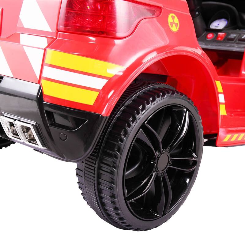 12V Kids Ride-On Police Car with Sirens, Flashing Lights, Remote Control, and Music, Electric Truck for 3-8 Years - Red