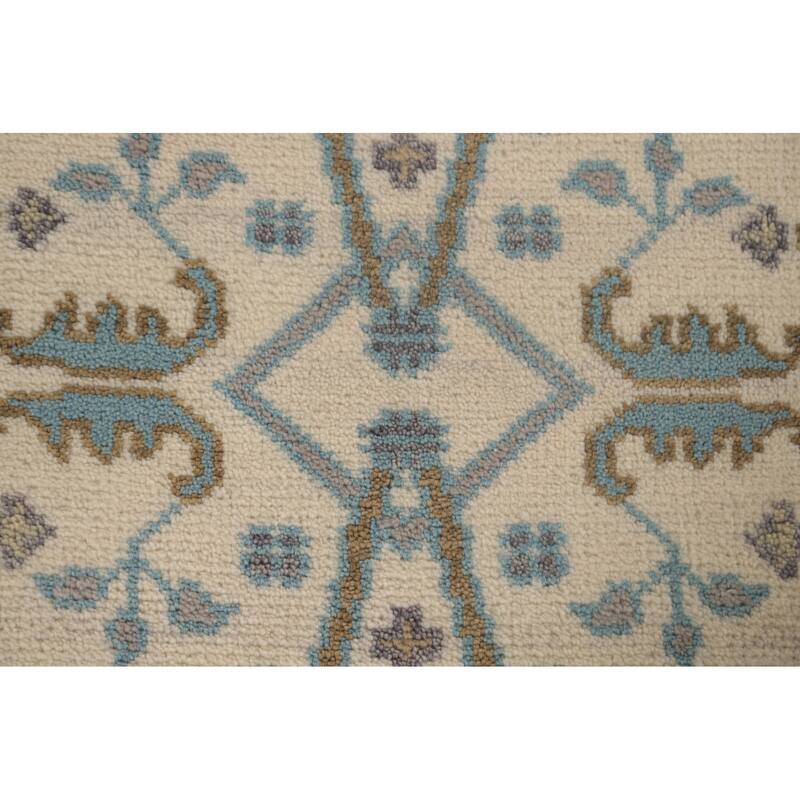Earth Tone Oushak Runner Rug Hand-Knotted Wool Carpet - 2'7"x 7'9"