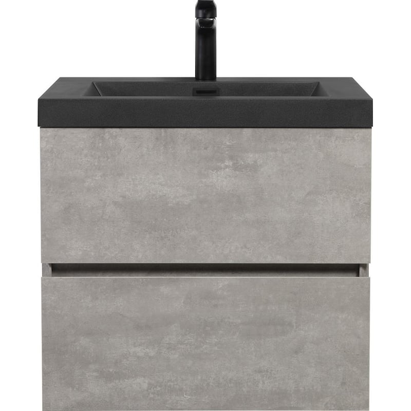 24"Bathroom Vanity with Sink,Wall-Mounted Bathroom Storage Vanity Cabinet with Black Quartz Sand Top Basin and Soft Close Drawer