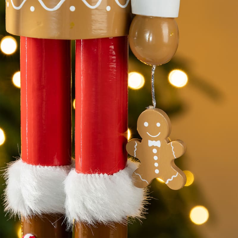 Glitzhome 24"H Wooden Christmas Gingerbread Man or Elf Dog Nutcracker