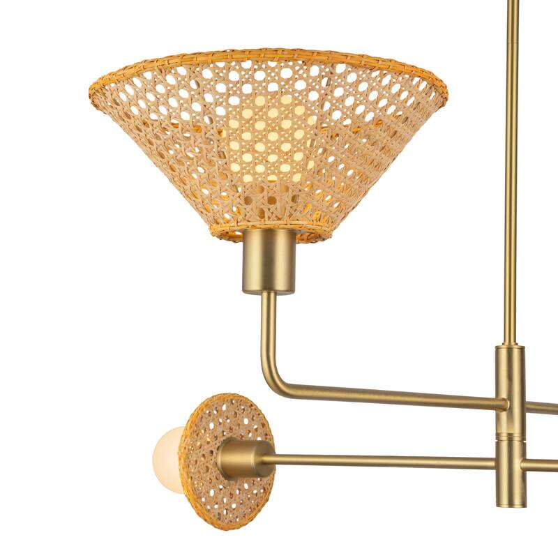 Alora Lighting CH432438 Piper 4 Light 38" Wide Chandelier with Rattan