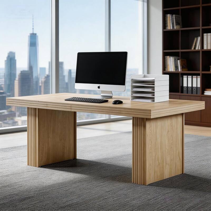 63" Modern Computer Desk, Farmhouse Executive Desk Workstation for Home Office