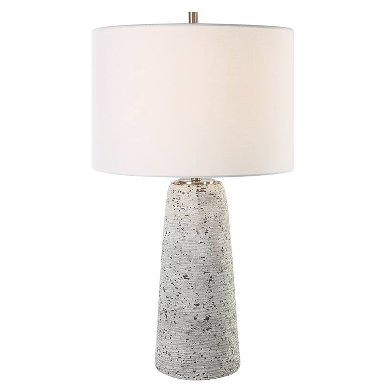 Off White Stone Ceramic Table Lamp - 15"W x 27"H x 15"D