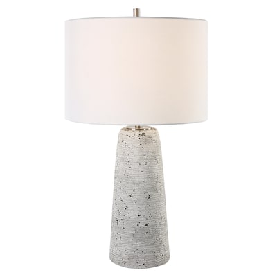 Off White Stone Ceramic Table Lamp - 15"W x 27"H x 15"D