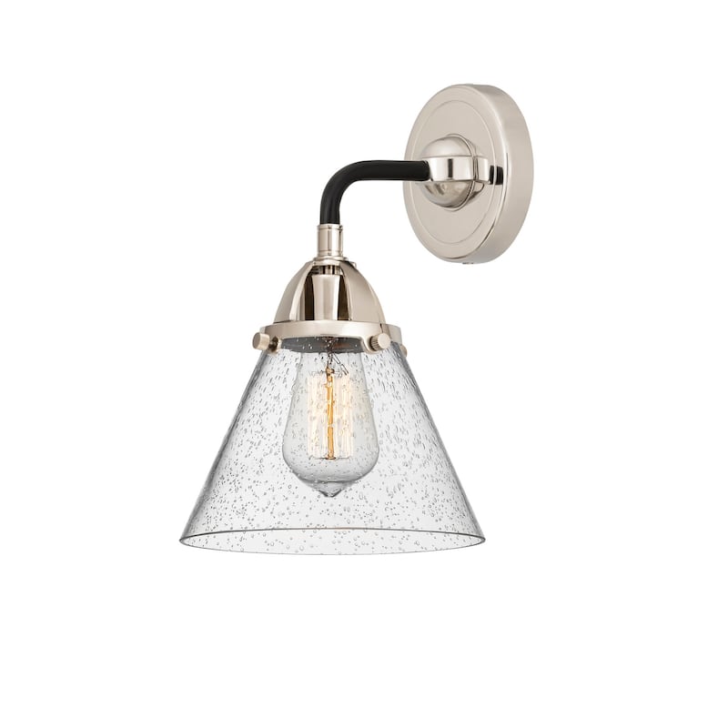 Innovations Lighting 288-1W-11-8 Cone Sconce Cone 11" Tall Wall Sconce - Black Polished Nickel / Seedy
