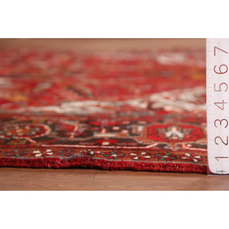 Hand Knotted Oriental 100% Wool Carpet Traditional Floral Red Heriz Area Rug - 11' 8'' X 7' 10''